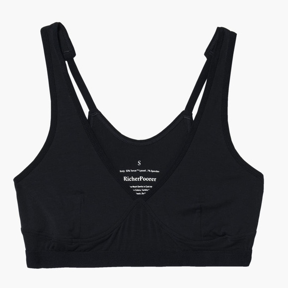 NWT Richer Poorer Stretch Lyocell Racerback Bralette Bra black active lounge - Picture 5 of 6